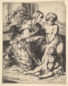 Virgin kneeling before Christ, 1610-42. Creator: Pierre Brebiette