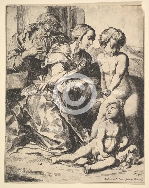 Virgin kneeling before Christ, 1610-42. Creator: Pierre Brebiette.