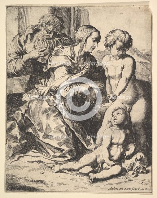 Virgin kneeling before Christ, 1610-42. Creator: Pierre Brebiette.