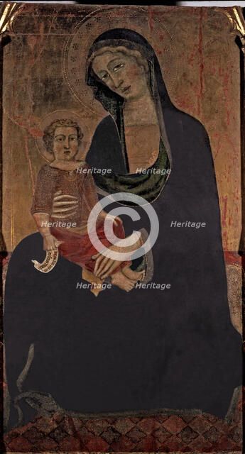 Virgin with Child', central table of an altarpiece of the 14th century, from the Alaró church.