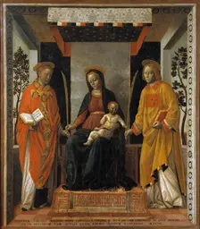 Virgin with Child between Saints Faustinus and Jovita, c 1502-1507. Creator: Foppa, Vincenzo (active 1456-1516)