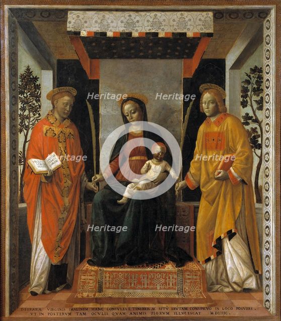 Virgin with Child between Saints Faustinus and Jovita, c 1502-1507. Creator: Foppa, Vincenzo (active 1456-1516).