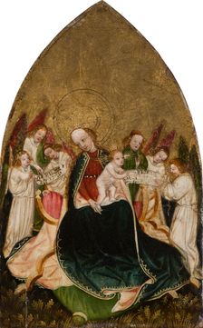Virgin with Child Enthroned, Surrounded by Angels, c1430. Creator: Swabian or Upper-Rhenish Master