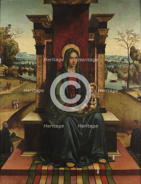 Virgin with Child enthroned with donors, 1497-1500. Creator: Panetti, Domenico (1460-1530).