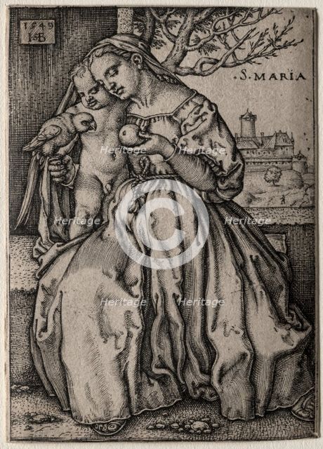 Virgin with the Parrot, 1549. Creator: Hans Sebald Beham (German, 1500-1550).