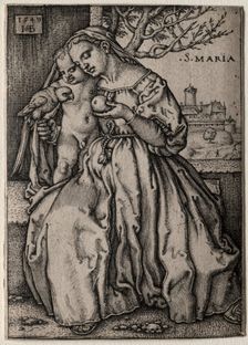 Virgin with the Parrot, 1549. Creator: Hans Sebald Beham (German, 1500-1550)