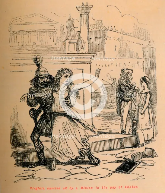 'Virginia carried off by a Minion in the pay of Appius', 1852. Artist: John Leech.