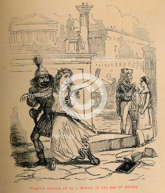 'Virginia carried off by a Minion in the pay of Appius', 1852. Artist: John Leech.