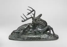 Virginia Deer Reclining, model 1837, cast by 1873. Creator: Antoine-Louis Barye