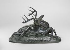 Virginia Deer Reclining, model 1837, cast by 1873. Creator: Antoine-Louis Barye