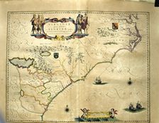 Virginia - Florida, colored engraving from the book Le Theatre du monde or Nouvel Atlas 1645…