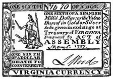 Virginia paper money, 1777 (c1880)