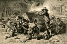Virginians Defending Themselves Against Indians (1877). Creator: Albert Bobbett