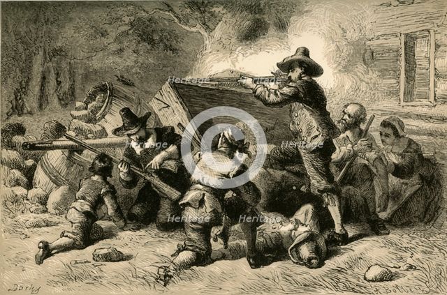 'Virginians Defending Themselves Against Indians', (1877). Creator: Albert Bobbett.