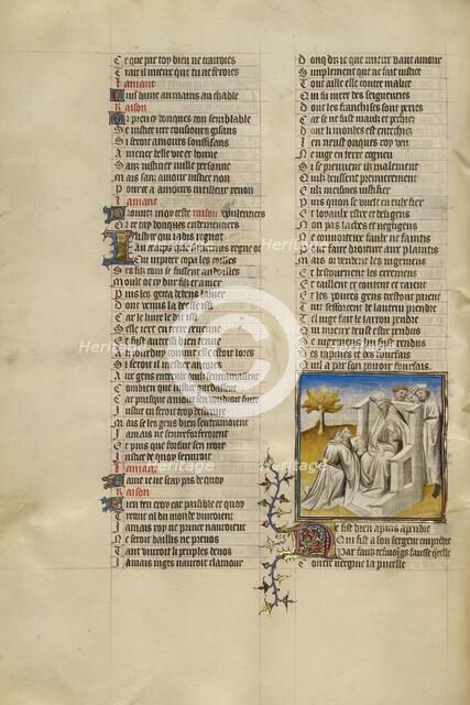 Virginius Kneeling with the Severed Head of his Daughter Virginia before the..., about 1405. Creator: Unknown.