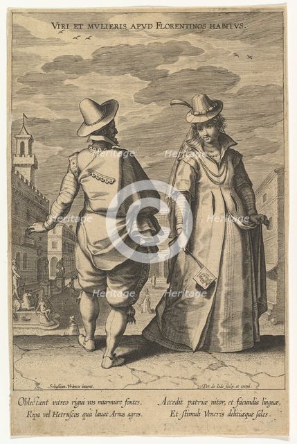 Viri et Mulieris apud Florentinos Habitus, from Fashions of Different Nations.n.d. Creator: Pieter de Jode I.