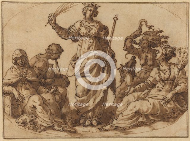 Virtue Triumphing over Vices, 16th century. Creator: Unknown.