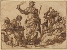 Virtue Triumphing over Vices, 16th century. Creator: Unknown