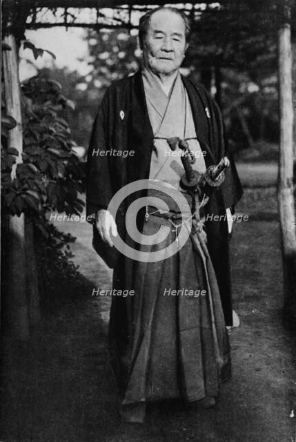'Viscount Shibusawa, (1840-1931) wearing his samurai swords', c1900, (1921). Artist: Julian Leonard Street.