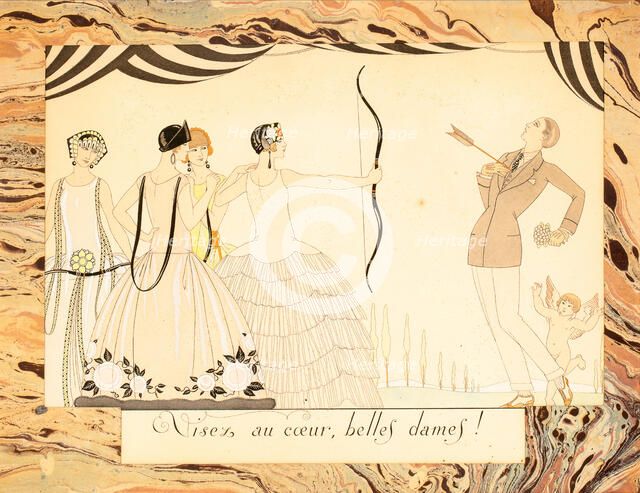 Visez au coeur, belles dames! From Le Bonheur du Jour ou, Les Graces à la Mode, 1924. Creator: Barbier, George (1882-1932).
