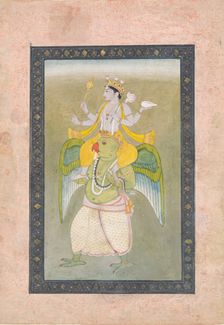 Vishnu on Garuda, ca. 1810-20. Creator: Sajnu