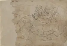 Vishnu on Garuda Slaying a Demon, mid-18th century. Creator: Unknown