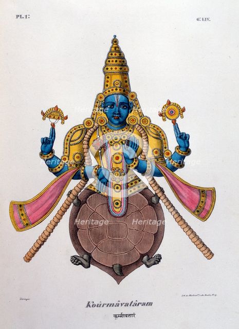 Vishnu, one of the gods of the Hindu trinity (trimurti), 1828. Artist: Anon