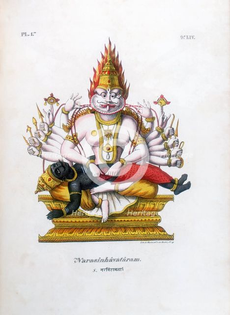 Vishnu, one of the gods of the Hindu trinity (trimurti), c19th century. Artist: A Geringer