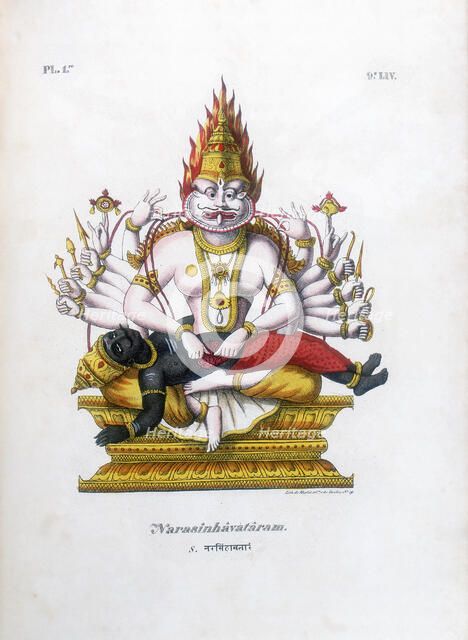 Vishnu, one of the gods of the Hindu trinity (trimurti), c19th century. Artist: A Geringer