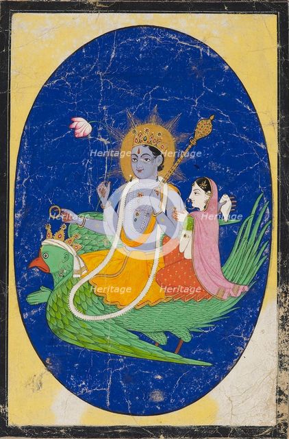 Vishnu and consort mounted on Garuda, 19th century. Artist: Unknown.