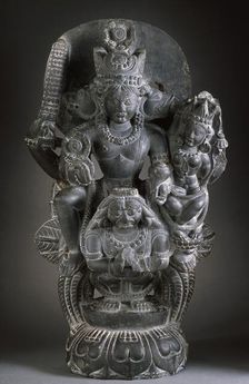 Vishnu and Shri Lakshmi on Garuda, 11th century. Creator: Unknown