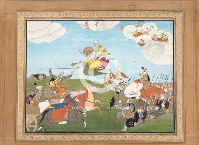 Vishnu as Varaha, the Boar Avatar, Slays Banasur, A Demon General..., ca.1800. Creator: Unknown.