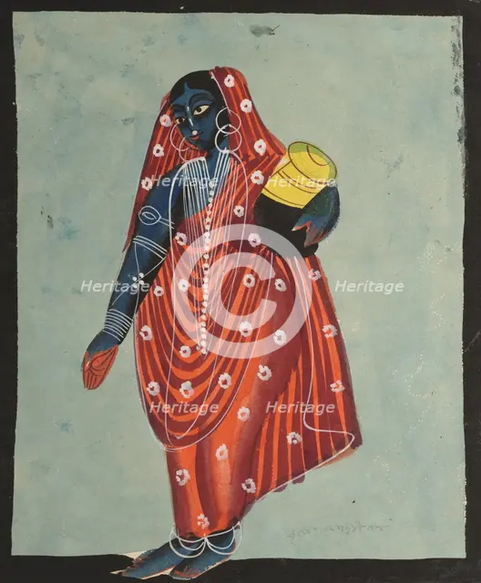 Vishnu in Female Form of Mohini Carrying Amrita for the Gods, 1800s. Creator: Unknown.