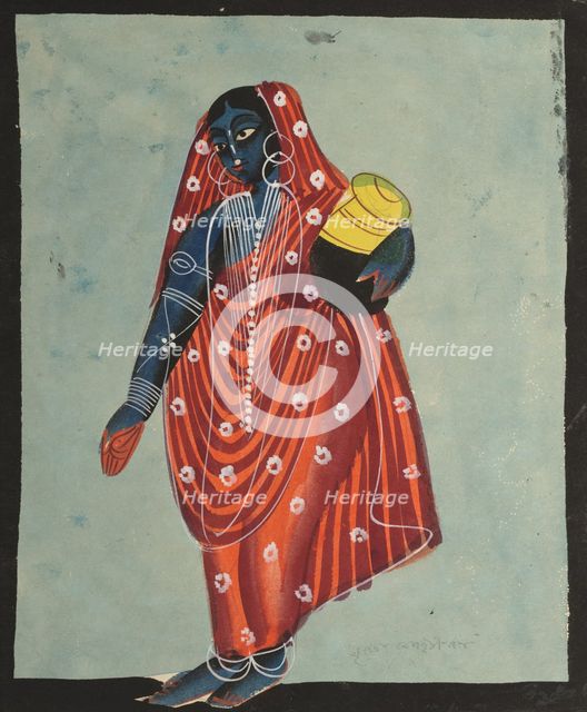 Vishnu in Female Form of Mohini Carrying Amrita for the Gods, 1800s. Creator: Unknown.