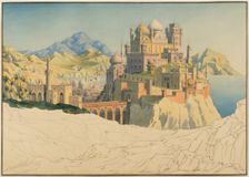 Vision of an Islamic City (étude de ville orientale imaginaire ? French), c1830-1835. Creator: Friedrich Maximilian Hessemer