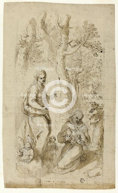Vision of St. Francis of Assisi (recto); Saint Jerome, Vision of Saint Francis, and..., c.1618. Creator: Jacopo Palma.
