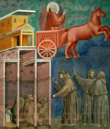 Vision of the Flaming Chariot (from Legend of Saint Francis), 1295-1300. Creator: Giotto di Bondone (1266-1377)