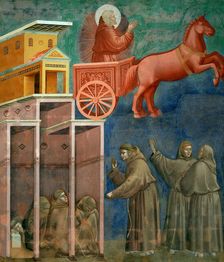 Vision of the Flaming Chariot (from Legend of Saint Francis), 1295-1300. Creator: Giotto di Bondone (1266-1377)