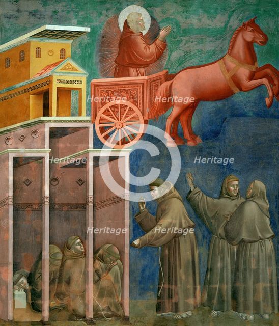 Vision of the Flaming Chariot (from Legend of Saint Francis), 1295-1300. Creator: Giotto di Bondone (1266-1377).