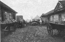 Visions de guerre sur le front russe; chars transportant des grands blesses 1916. Creator: L.H Grondijs