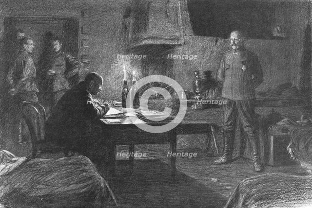 'Visions de guerre sur le front Russe; …pendant qu'interrompant sa marche de fauve en..., 1916. Creator: Unknown.