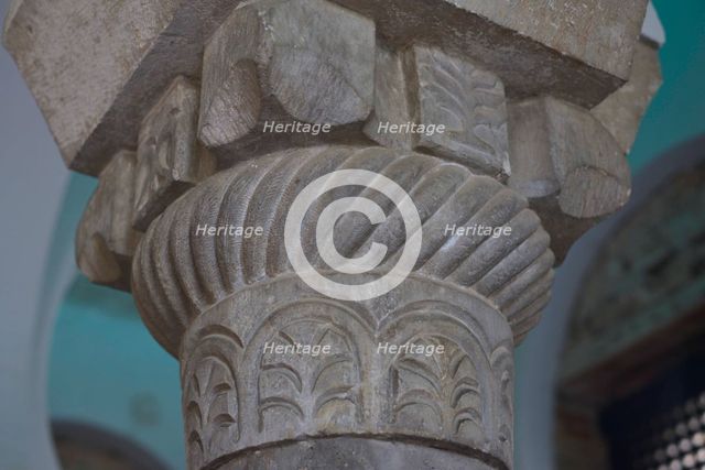 Visigothic capital, Cristo de la Luz Shrine, Toledo, Castile-La Mancha, Spain, 2022. Creator: LTL.