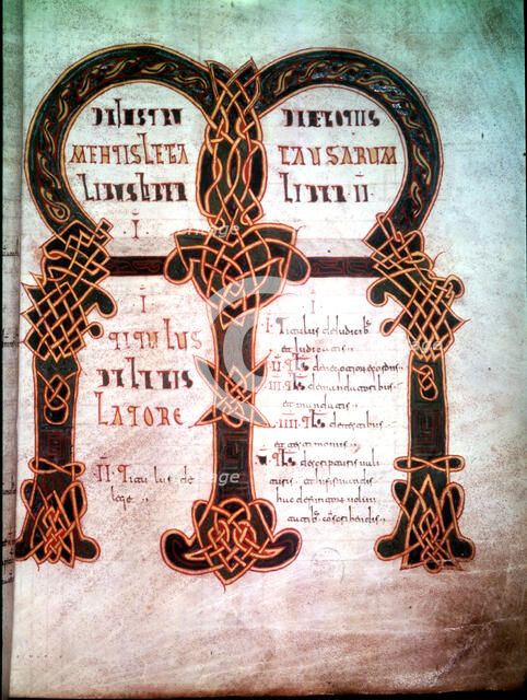 Visigothic laws, page from the 'Fuero juzgo', Romance version of 'Liber Iudiciorum', manuscript, …