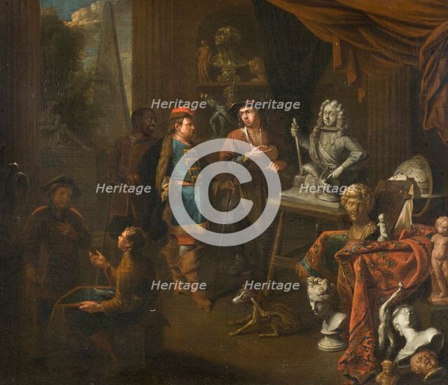 Visit in a Sculptor's Studio, 1704. Creator: Balthasar van den Bossche.