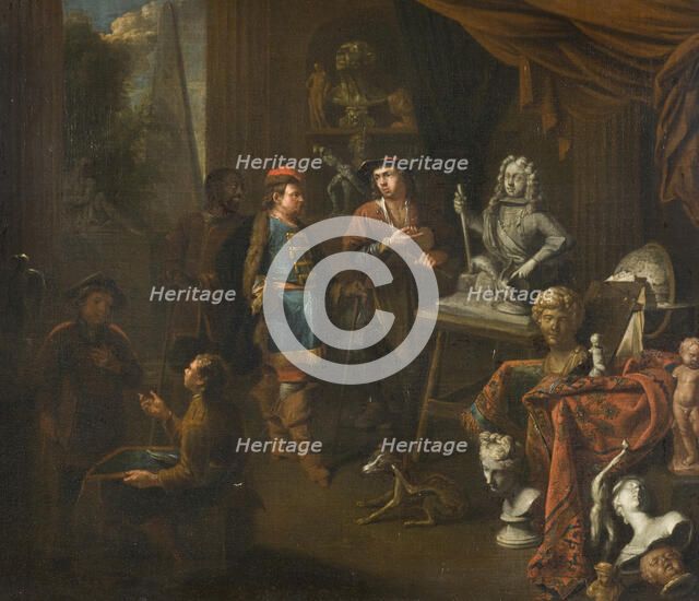 Visit in a Sculptor's Studio, 1704. Creator: Balthasar van den Bossche.