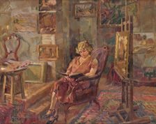 Visit in an Atelier, around 1923. Creator: Gustav Mally