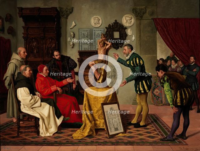 Visit of Cardinal Tavera to the famous Alonso Berruguete, c1884.  Creator: Miguel Jadraque y Sánchez-Ocaña.