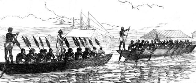 Visit of an African chief and suite to a ship of war, 1873. Creator: Unknown.