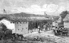 Visit of Arabs to Livingstone and Stanley at Unyanyembe, 1872. Creator: J. B. Zwicken