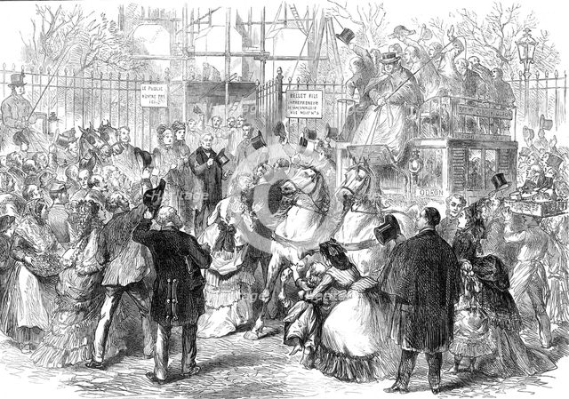Visit of M. Thiers to his house in the Place St. Georges, 1872. Creator: Unknown.